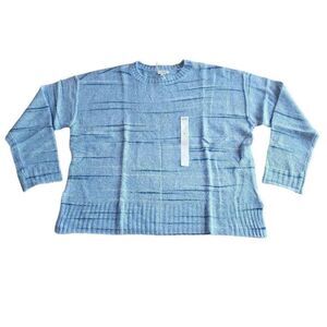 Ana a new approach womens Sz L blue striped knit pullover sweater